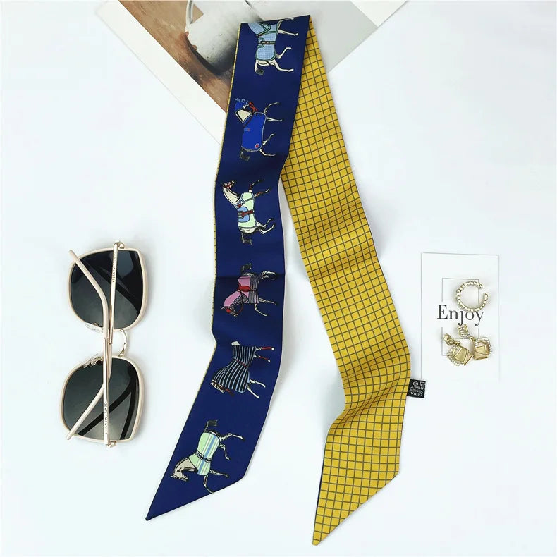 STEPHANIE Horse Design Twilly Scarf, Hair or Handbag Tie - 85 x 5 cms