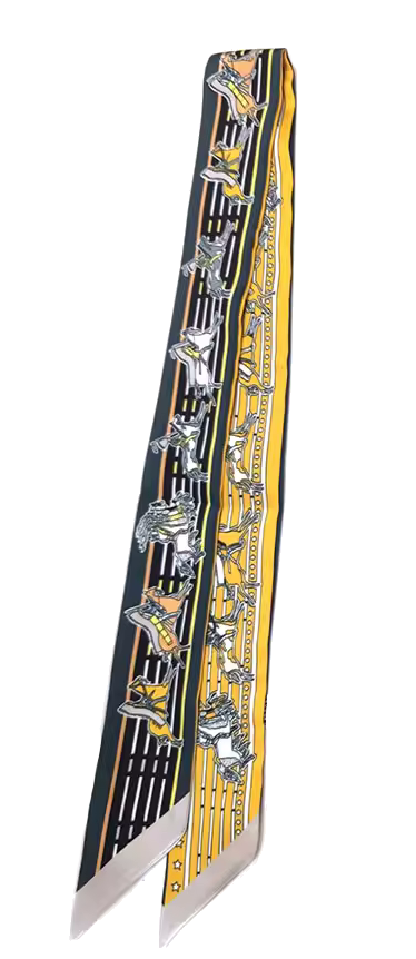 ATHENS Horse Design Twilly Scarf, Hair or Handbag Tie - 85 x 5 cms