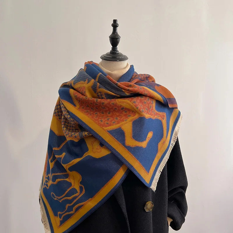 CAMILLA Horse Design, Cashmere Blend Pashmina/Shawl - 180 x 65 cms