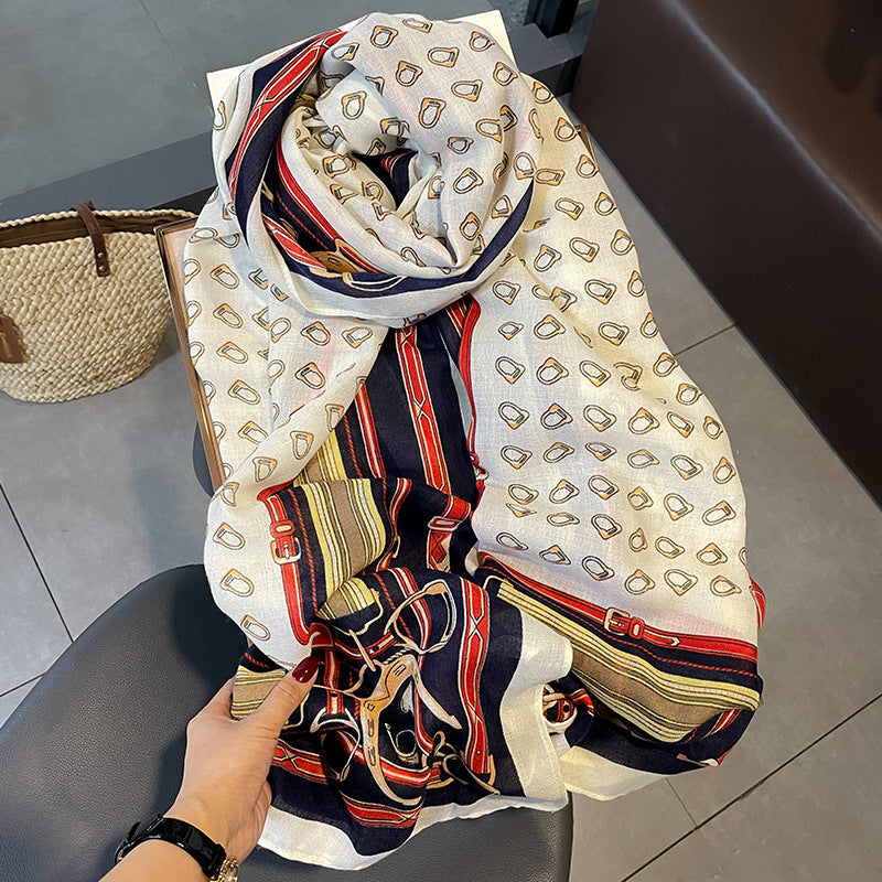 CLARA Horse Design, Linen Look Glitter Scarf - 180 x 90 cms