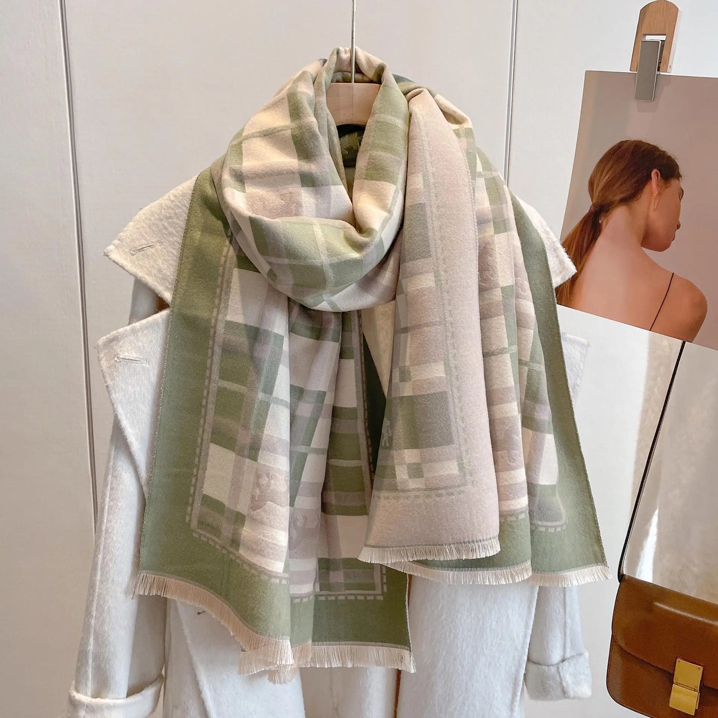 AUDREY Equestrian Pashmina Scarf | Horse Design Shawl 180 × 65 cm