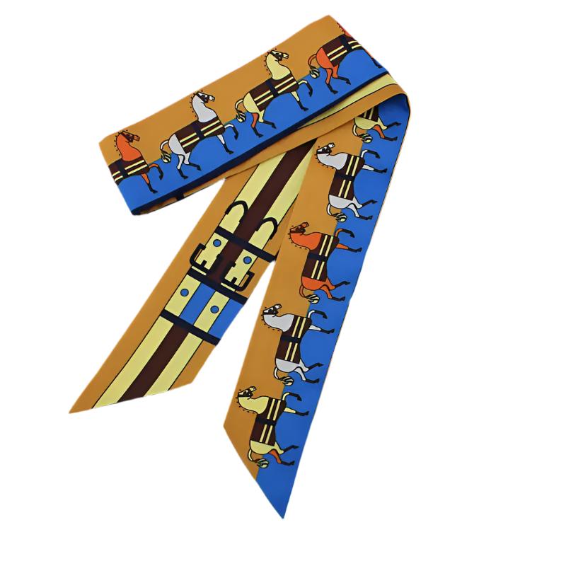 PAULETTE Horse Design Twilly Scarf, Hair or Handbag Tie - 85 x 5 cms