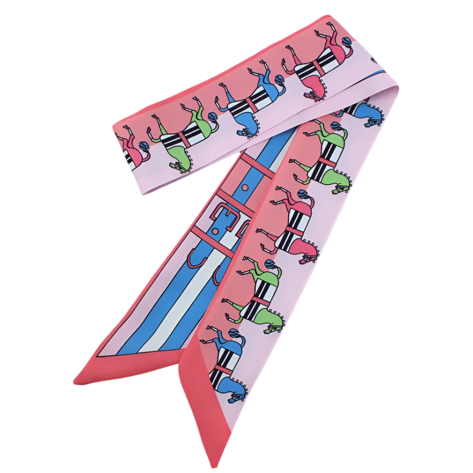 PAULETTE Horse Design Twilly Scarf, Hair or Handbag Tie - 85 x 5 cms