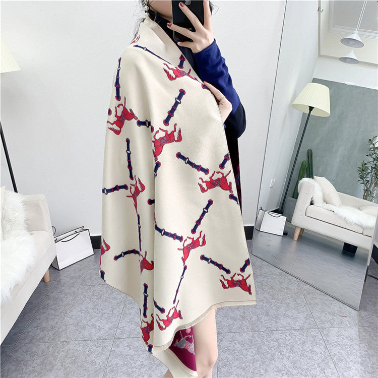 KEIRA Horse Design Cashmere Blend Pashmina/Shawl - 180 x 65 cms