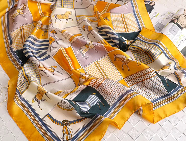 CHARISMA Horse Design, Man-Made Silk Chiffon Scarf - 180 x 90 cms