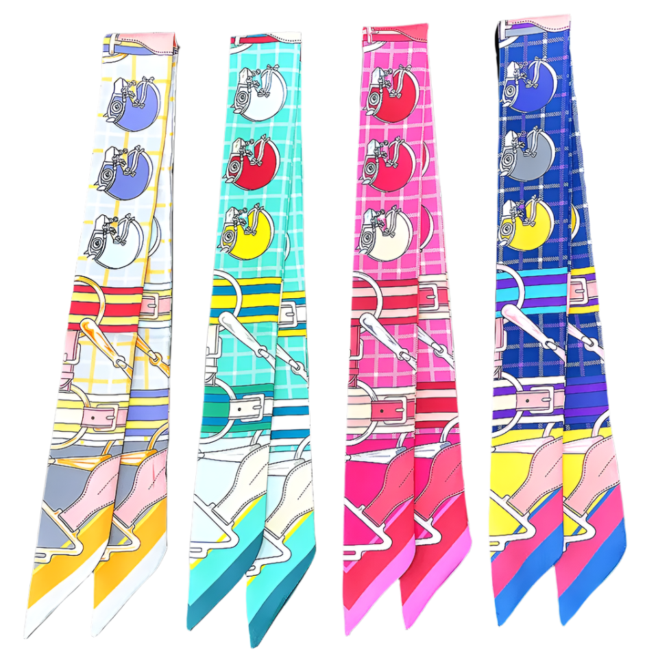 PARIS Horse Design Twilly Scarf, Hair or Handbag Tie - 85 x 5 cms