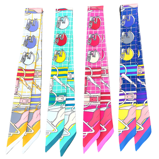 PARIS Horse Design Twilly Scarf, Hair or Handbag Tie - 85 x 5 cms