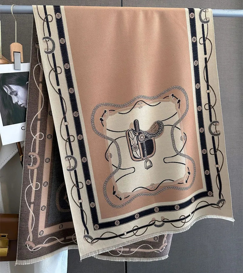 EVELYN Horse Design, Cashmere Blend Pashmina/Shawl - 180 x 65 cms