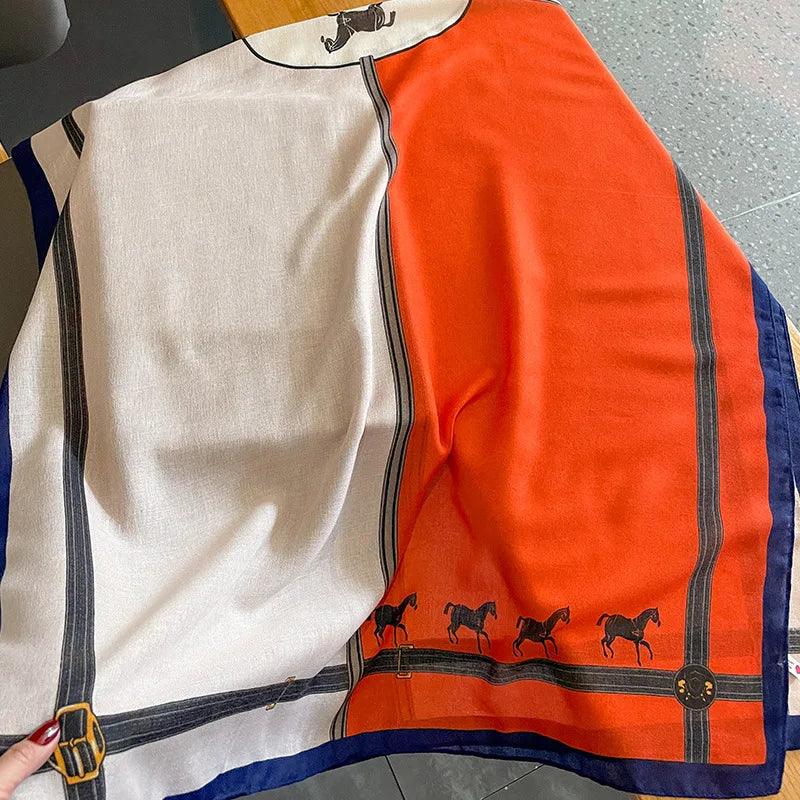 ELOISE Horse Design Linen Look Scarf - 180 x 90 cms