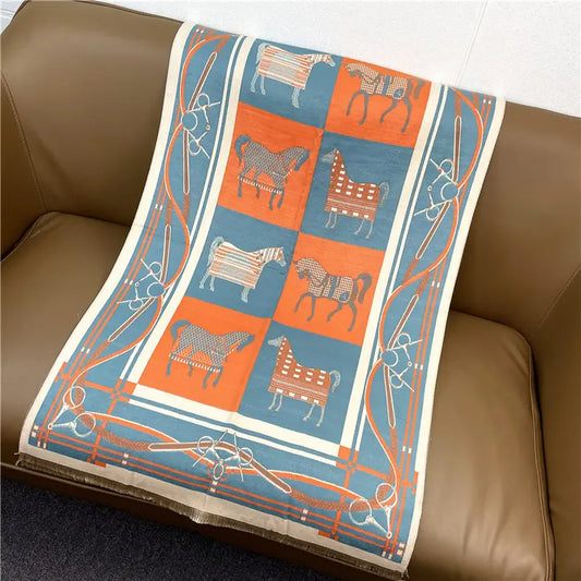 IMOGEN Horse Design Cashmere Blend Pashmina/Shawl - 180 x 65 cms