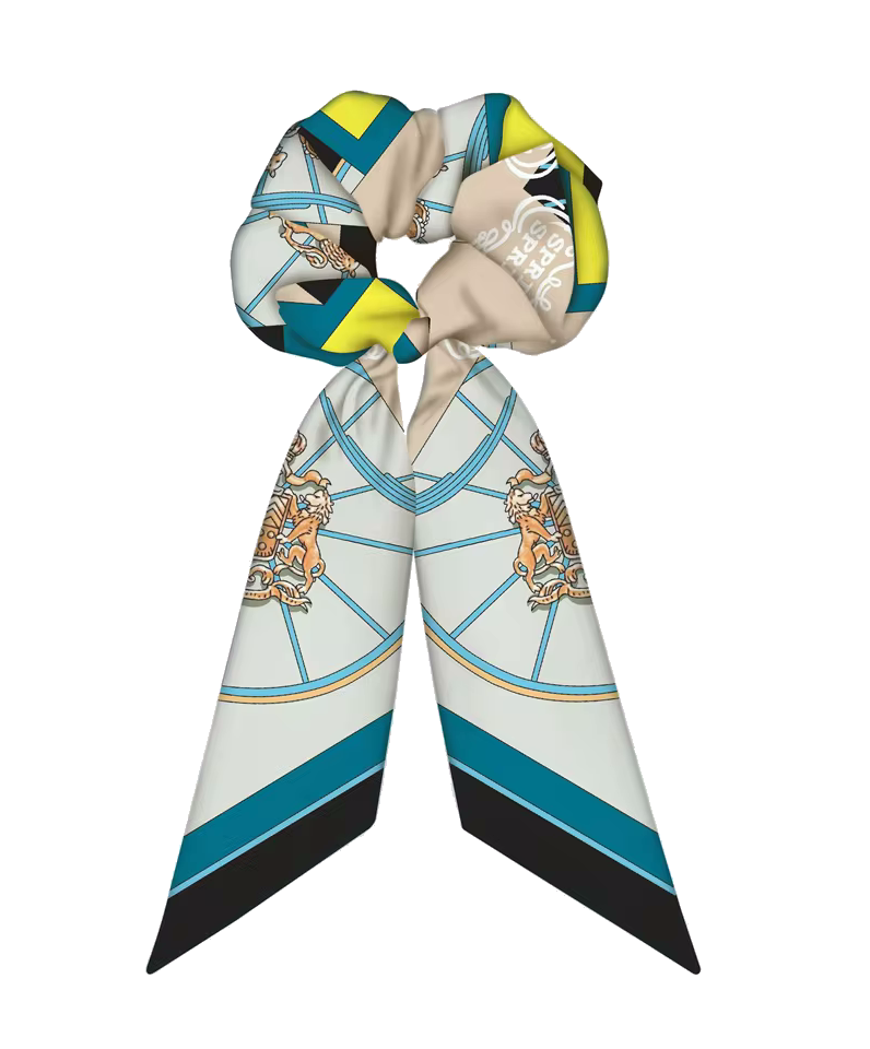 KIEV SCRUNCHIE TWILLY COMBO Horse Design Hair Tie with Ribbon