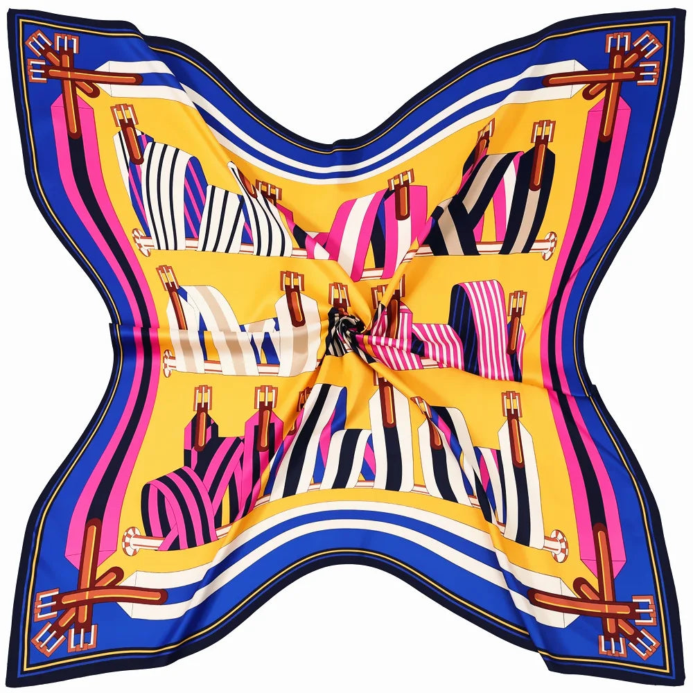 LUNA Horse Design, Made-Made Silk Twill Scarf - 130 x 130 cms