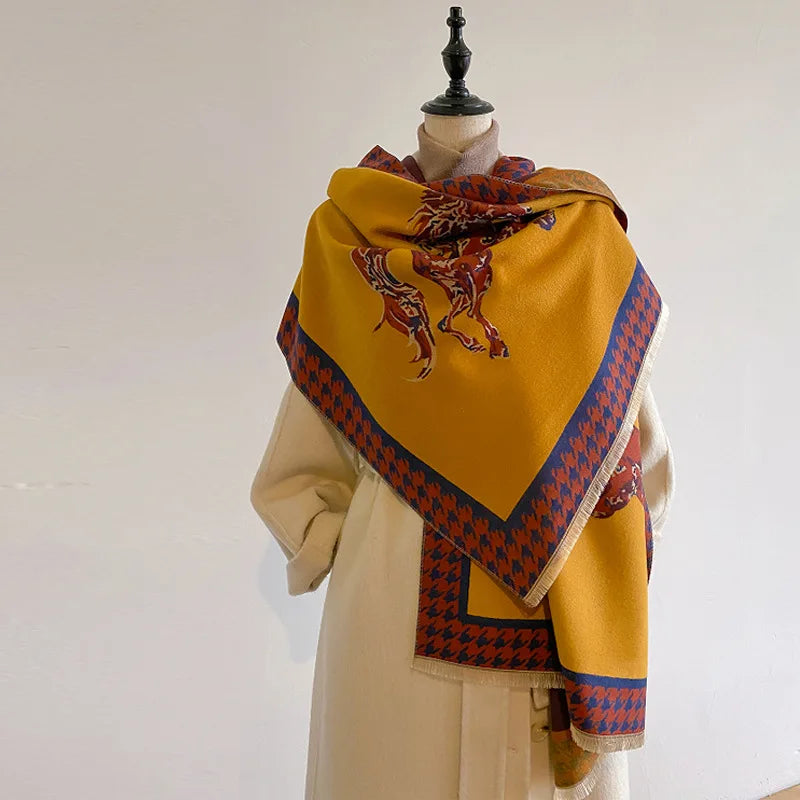 FAYE Horse Design, Cashmere Blend Pashmina/Shawl - 180 x 65 cms