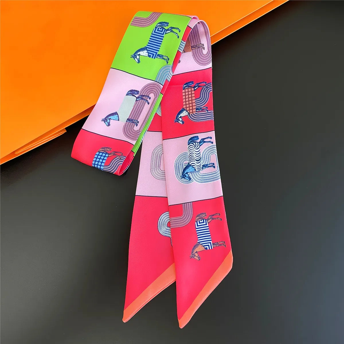 LYON Horse Design Twilly Scarf, Hair or Handbag Tie - 85 x 5 cms