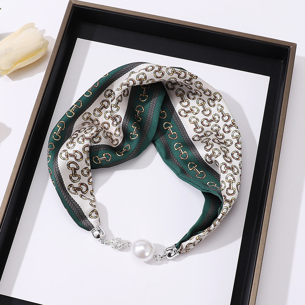 GRACE Horse Design Satin Necktie/Scarf with Magnetic Clip - 13 x 60 cms