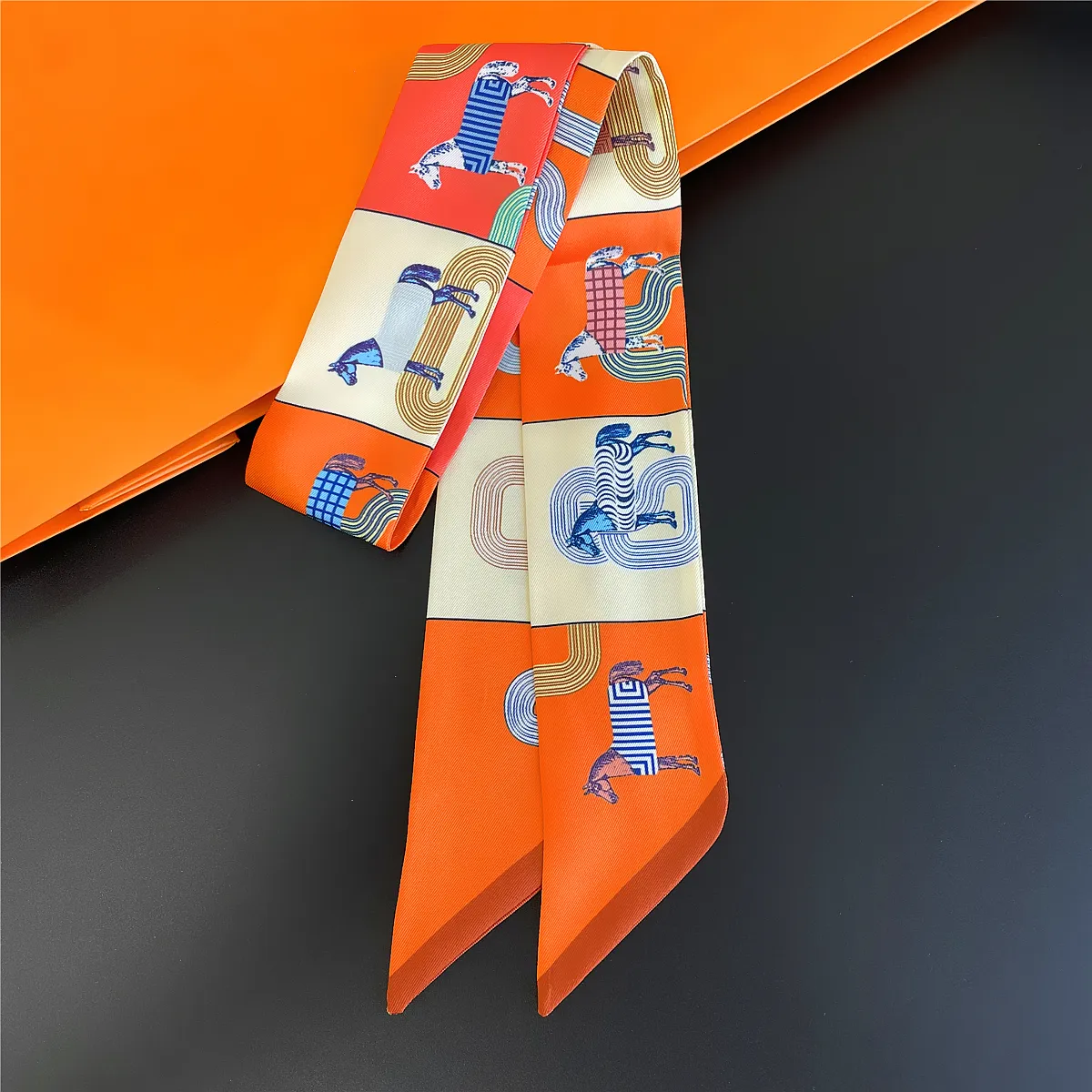 LYON Horse Design Twilly Scarf, Hair or Handbag Tie - 85 x 5 cms