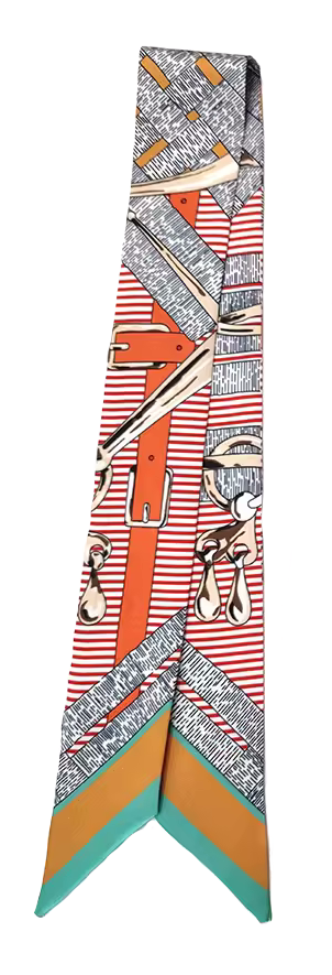 ALEXANDRIA Horse Design Twilly Scarf, Hair or Handbag Tie - 85 x 5 cms