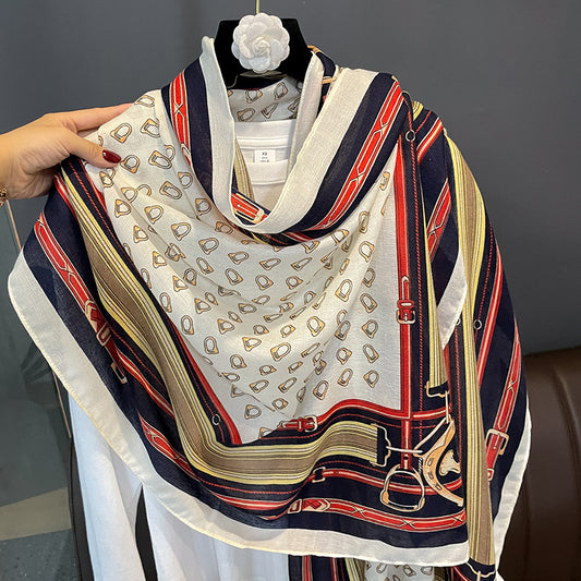 CLARA Horse Design, Linen Look Glitter Scarf - 180 x 90 cms