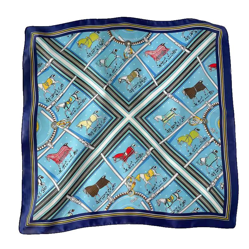 DAPHNE 70 Horse Design, Satin Scarf - 70 x 70 cm