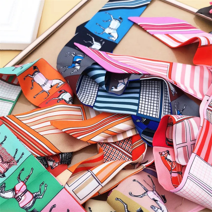 FELICITY Horse Design Twilly Scarf, Hair or Handbag Tie - 85 x 5 cms