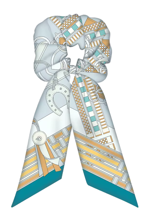 MORNA SCRUNCHIE TWILLY COMBO Horse Design Hair Tie with Ribbon