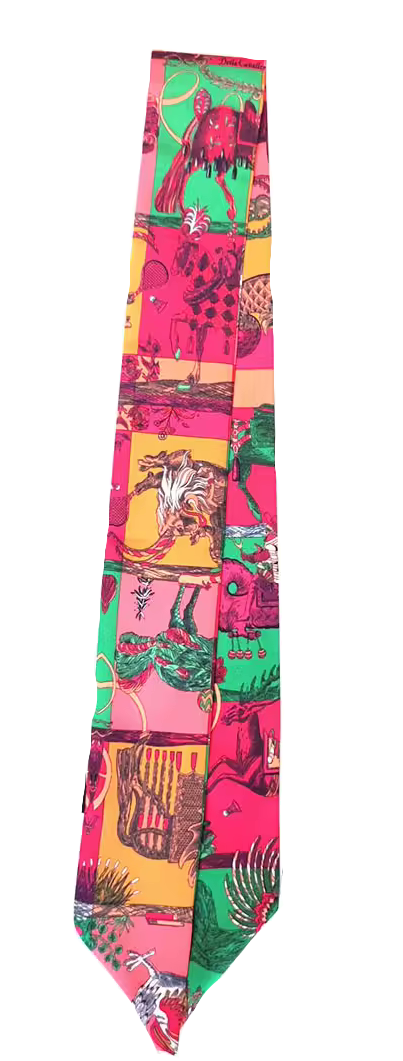 CAIRO Horse Design Twilly Scarf, Hair or Handbag Tie - 85 x 5 cms