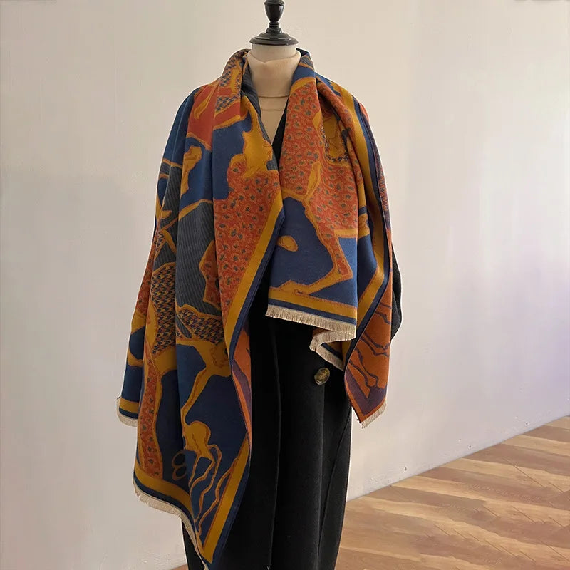 CAMILLA Horse Design, Cashmere Blend Pashmina/Shawl - 180 x 65 cms