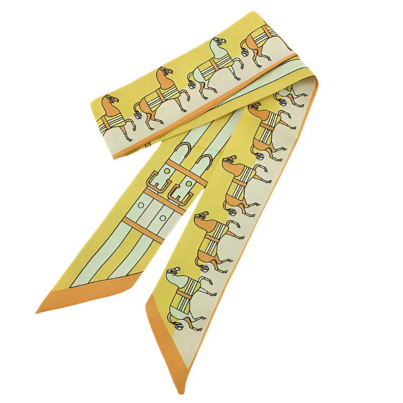 PAULETTE Horse Design Twilly Scarf, Hair or Handbag Tie - 85 x 5 cms