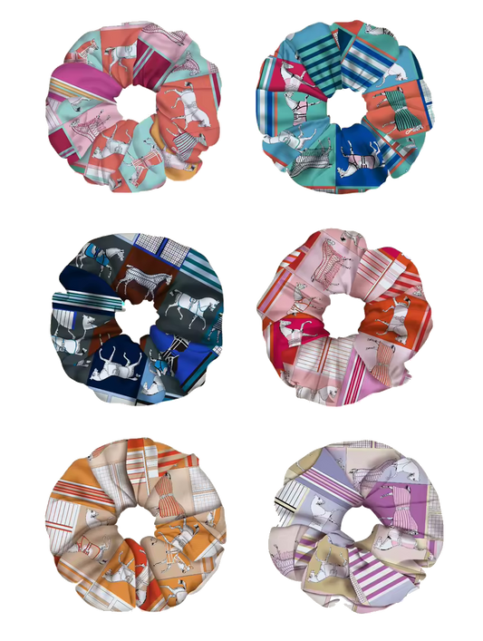 FELICITY Horse Design Twill Hair Scrunchie