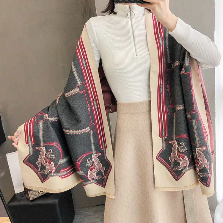 MIA Horse Design Cashmere Blend Pashmina/Shawl - 180 x 65 cms