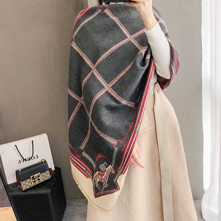 MIA Horse Design Cashmere Blend Pashmina/Shawl - 180 x 65 cms