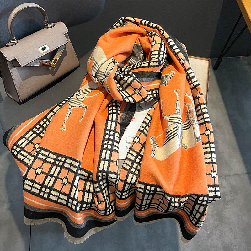 KACE Horse Design Cashmere Blend Pashmina/Shawl - 180 x 65 cms