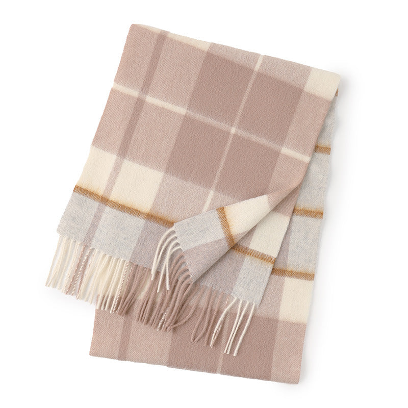 GEORDI Pure Cashmere Plaid Scarf - 164 x 46 cms