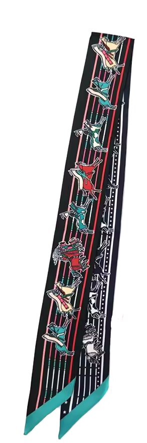 ATHENS Horse Design Twilly Scarf, Hair or Handbag Tie - 85 x 5 cms