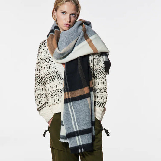 BETH Cashmere Blend Plaid Scarf - 200 x 70 cms