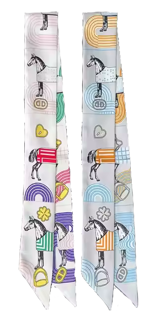 CHARITY Horse Design Twilly Scarf, Hair or Handbag Tie - 85 x 5 cms