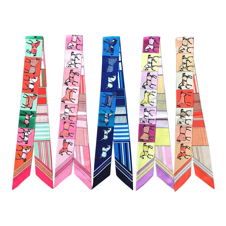 FELICITY Horse Design Twilly Scarf, Hair or Handbag Tie - 85 x 5 cms
