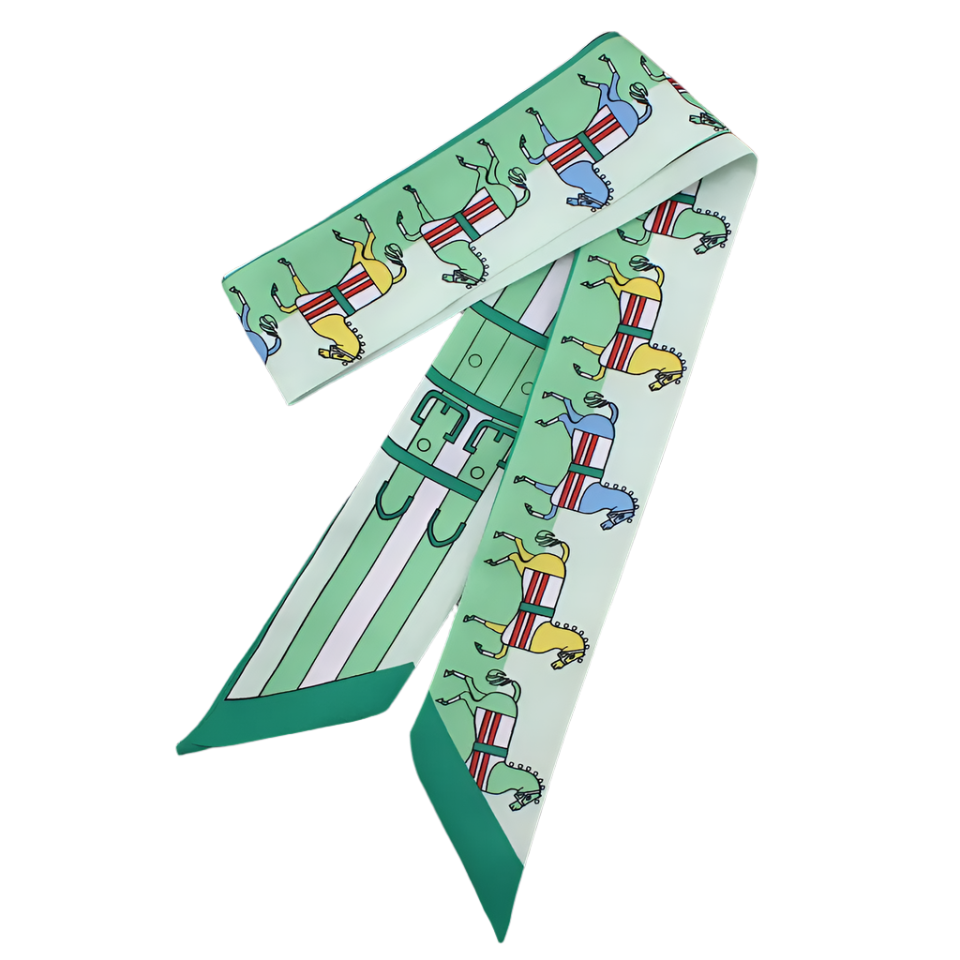 PAULETTE Horse Design Twilly Scarf, Hair or Handbag Tie - 85 x 5 cms