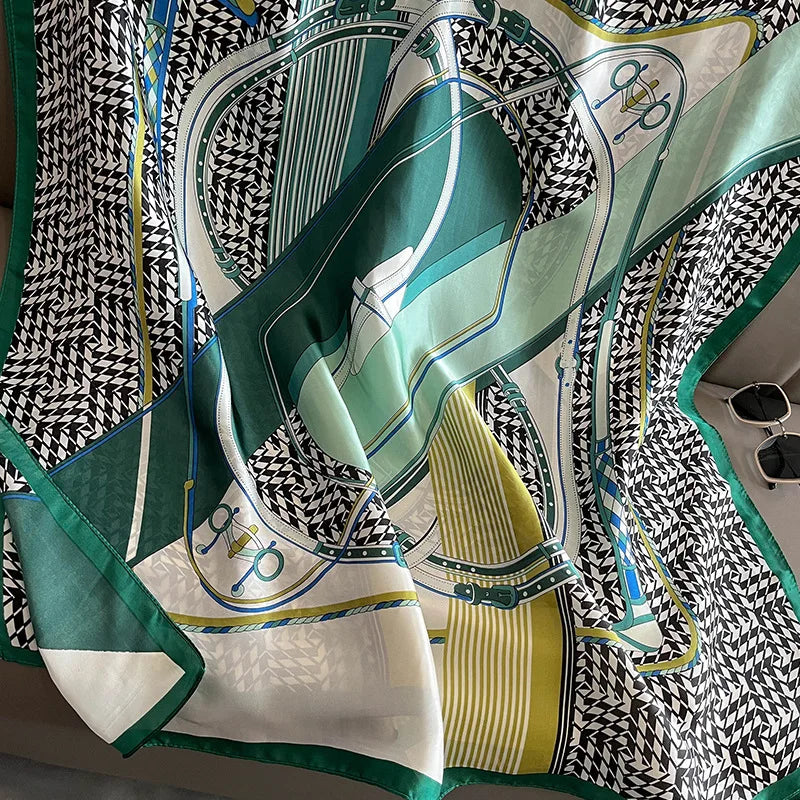 PHILIPPA Horse Design, Man-Made Silk Scarf - 180 x 90 cms