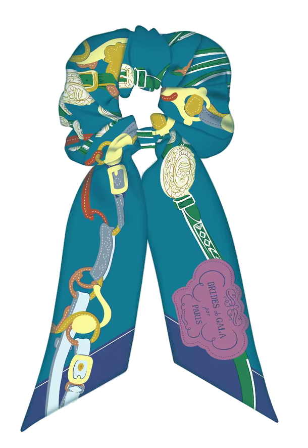 ORLEANS SCRUNCHIE TWILLY COMBO Horse Design Hair Tie with Ribbon