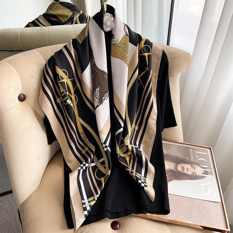 CELIA Horse Design Twill Scarf - 90 x 90 cms