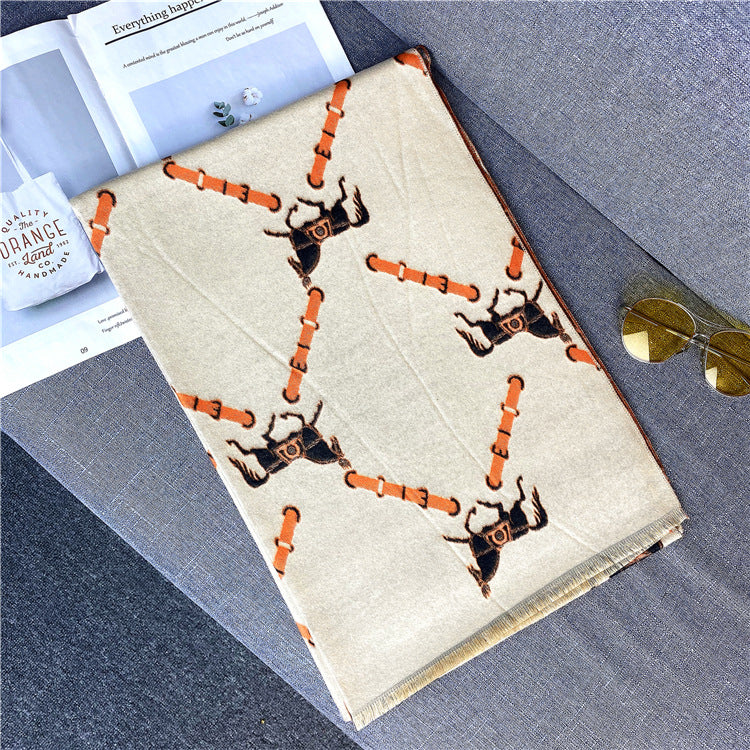 KEIRA Horse Design Cashmere Blend Pashmina/Shawl - 180 x 65 cms