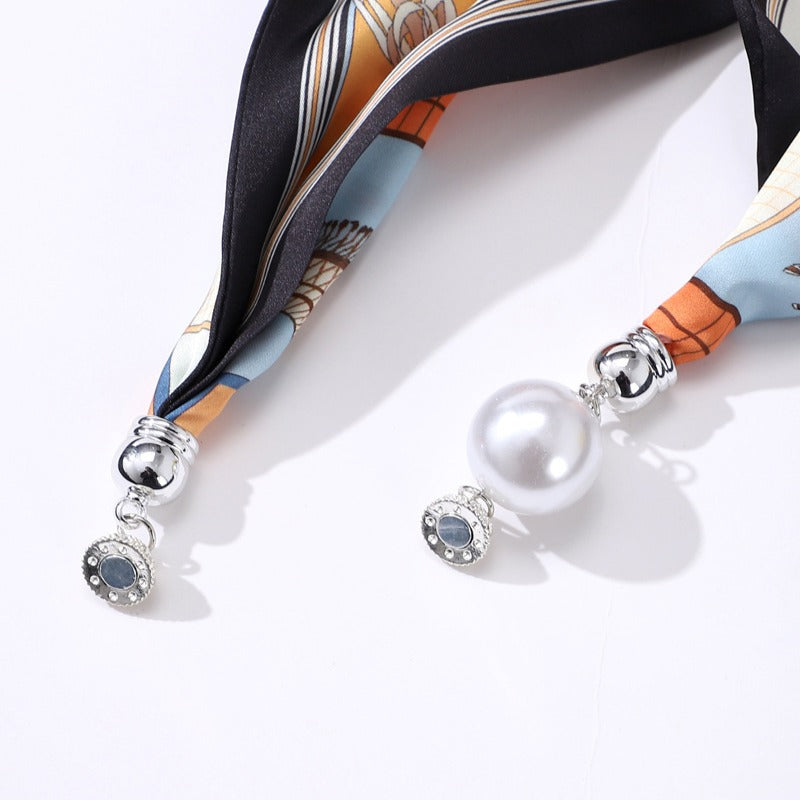 GRACE Horse Design Satin Necktie/Scarf with Magnetic Clip - 13 x 60 cms