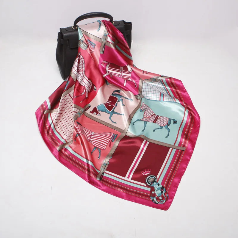 IRIS Horse Design, Satin Scarf - 90 x 90 cms