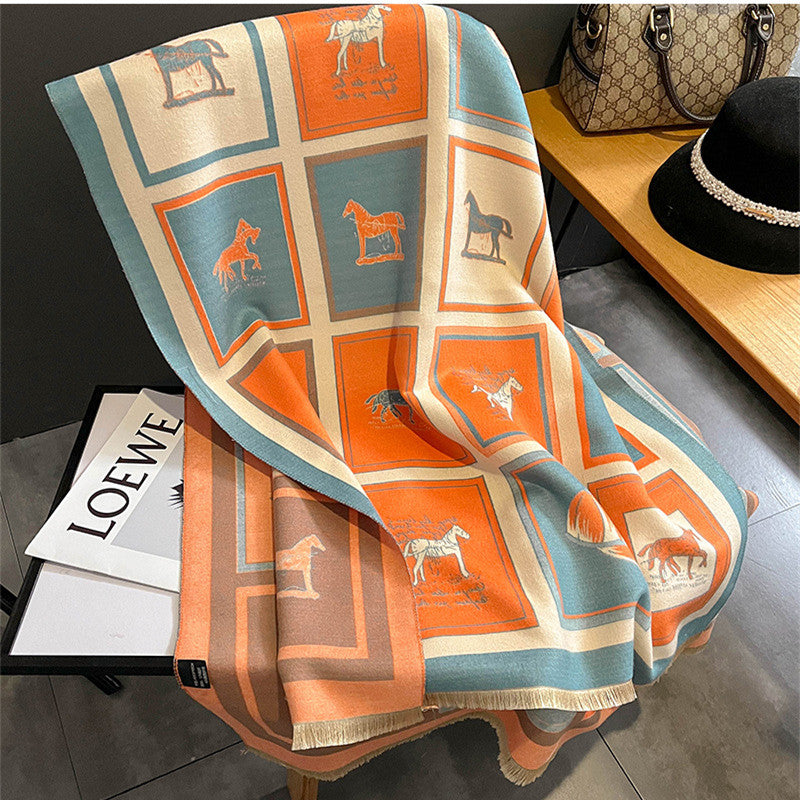 ENID Horse Design, Cashmere Blend, Pashmina/Shawl 180 x 65 cms
