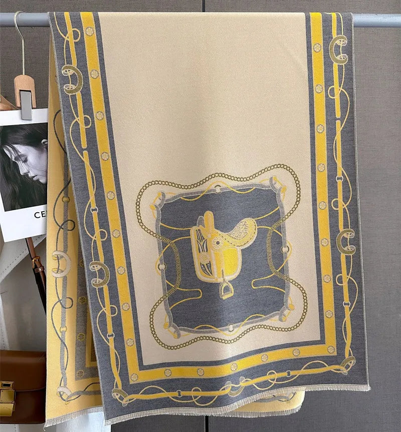 EVELYN Horse Design, Cashmere Blend Pashmina/Shawl - 180 x 65 cms