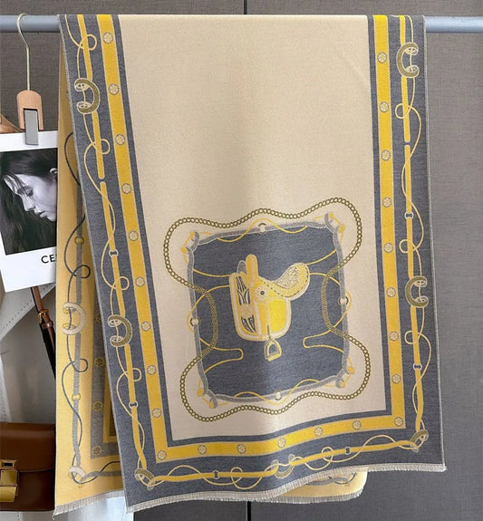 EVELYN Horse Design, Cashmere Blend Pashmina/Shawl - 180 x 65 cms