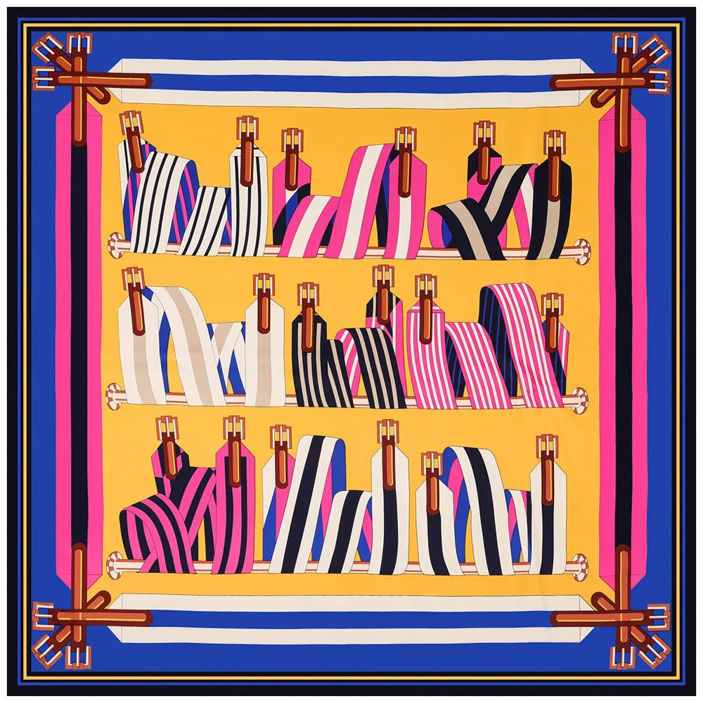 LUNA Horse Design, Made-Made Silk Twill Scarf - 130 x 130 cms