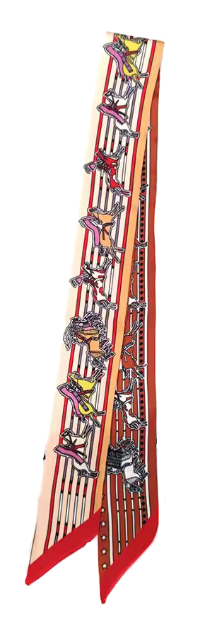 ATHENS Horse Design Twilly Scarf, Hair or Handbag Tie - 85 x 5 cms