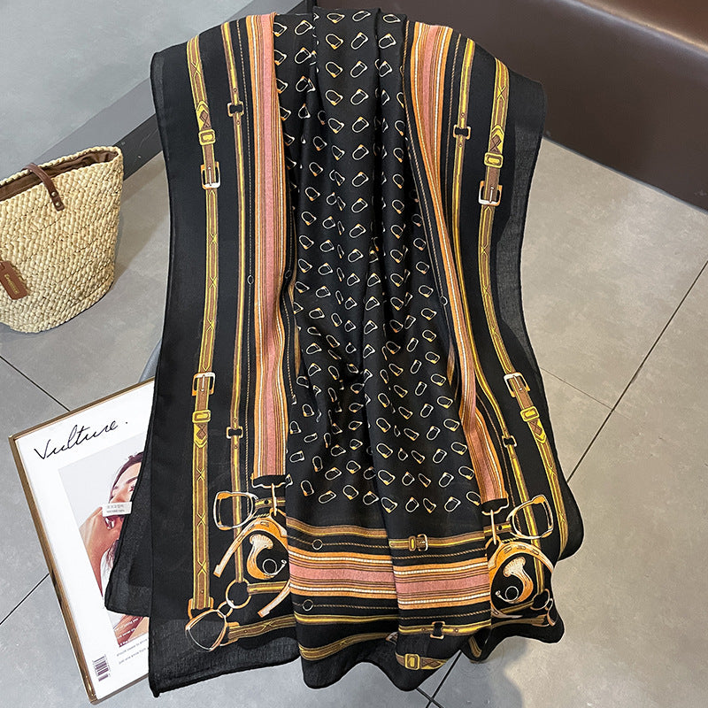 CLARA Horse Design, Linen Look Glitter Scarf - 180 x 90 cms